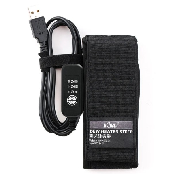 USB ohrievač objektívu pre DSLR fotoaparáty Objektívy do 80 mm Nastaviteľný ohrievací pás proti rose s puzdrom 1