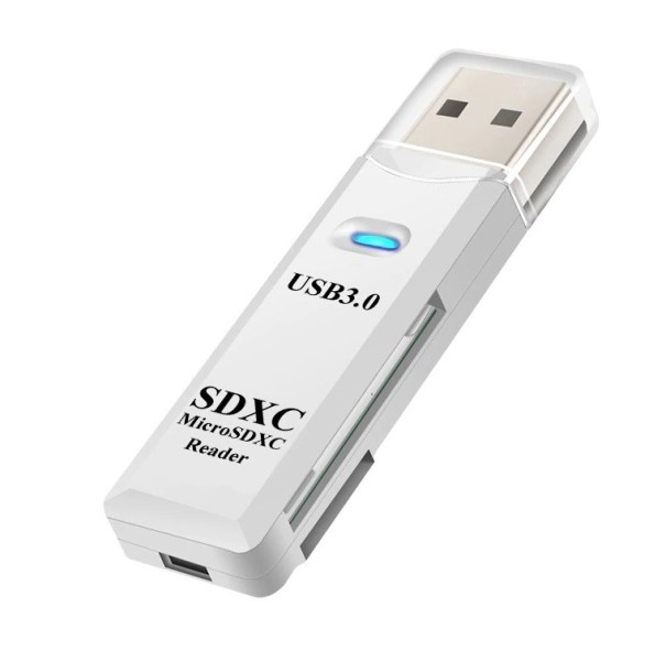 USB SD/Micro SD-hukommelseskortlæser hvid