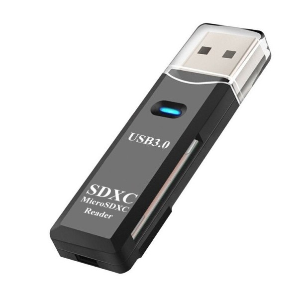 USB SD/Micro SD-hukommelseskortlæser sort