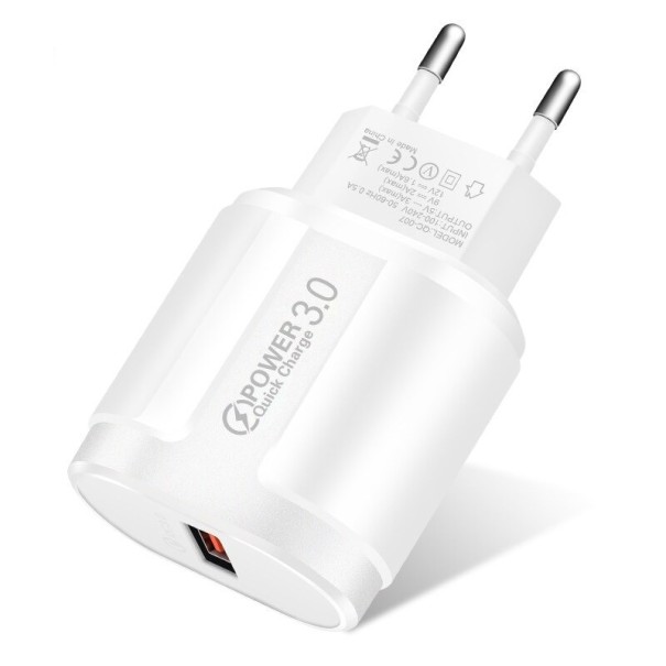 USB síťový adaptér Quick Charge K688 bílá