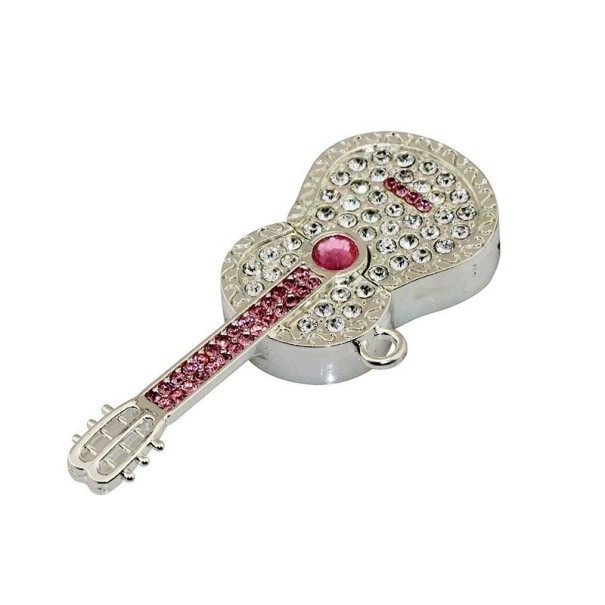 USB-stick gitaar met strass steentjes zilver 8GB