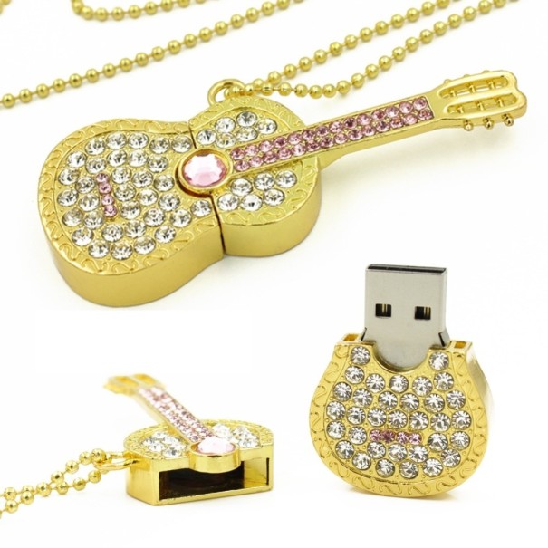USB-stick gitaar met strass steentjes