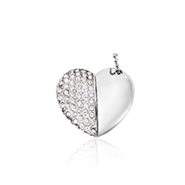 USB-stick hart met strass steentjes zilver 8GB