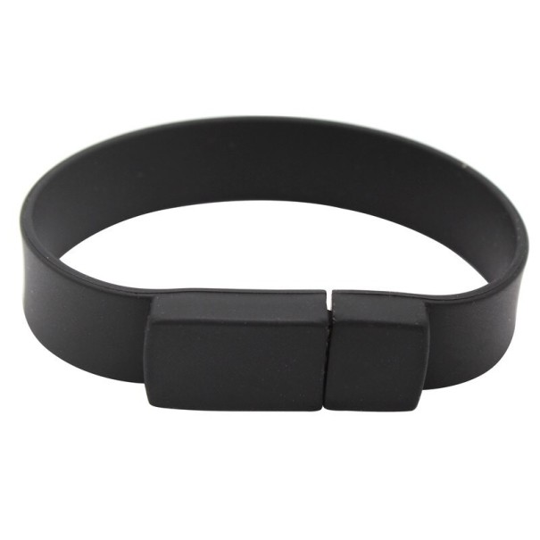 USB-stick siliconen armband zwart 64GB