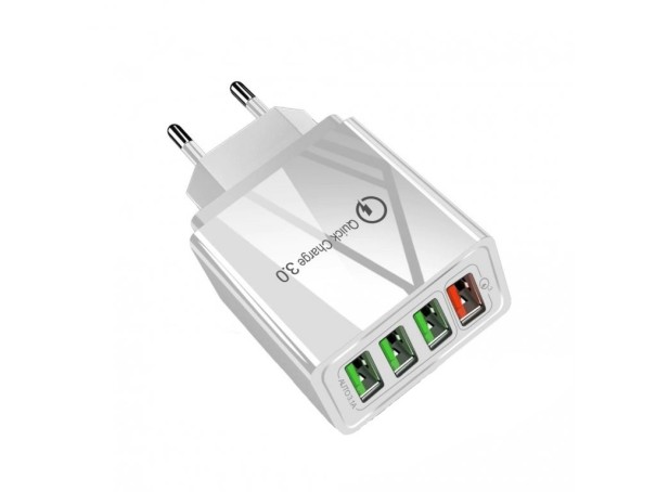 USB-strømadapter Hurtig opladning hvid
