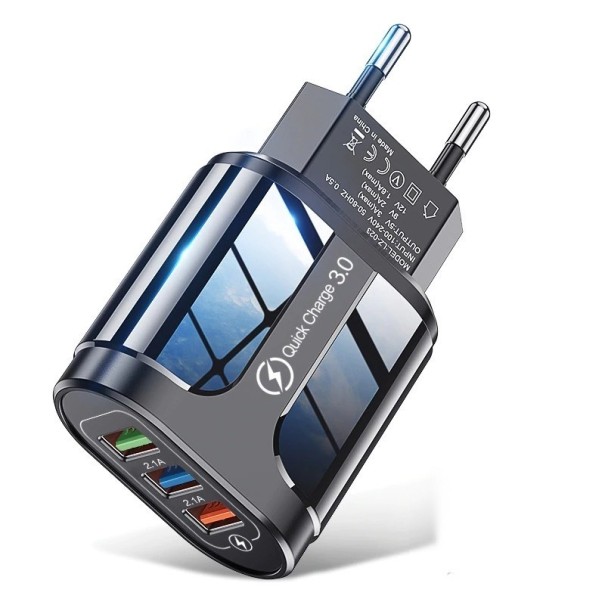 USB-strömadapter Quick Charge 3 portar