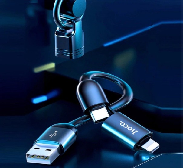 USB till Lightning / USB-C laddningskabel 20 cm