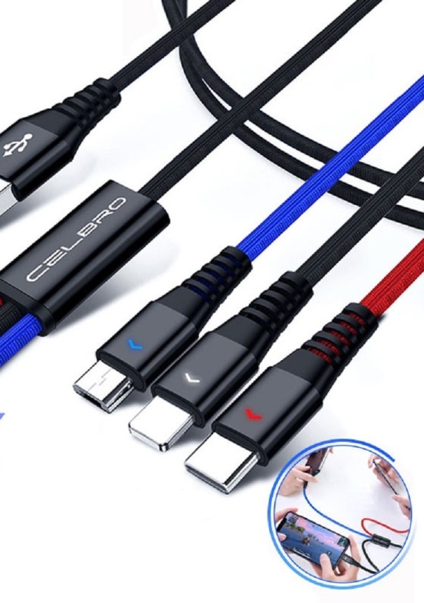 USB till USB-C / Micro USB / Lightning laddningskabel