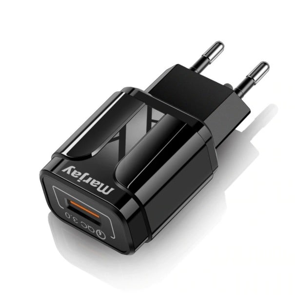 USB Τροφοδοτικός Φορτιστής Quick Charge μαύρο