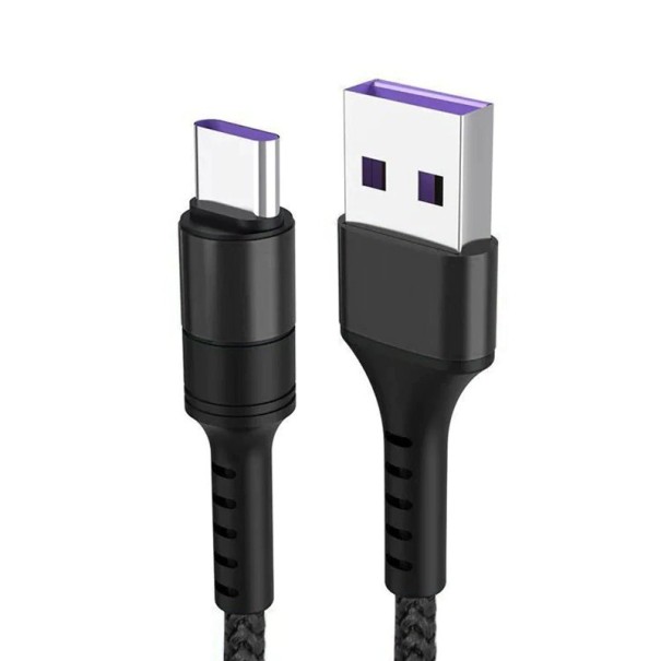 USB / USB-C snellaaddatakabel zwart 1 m