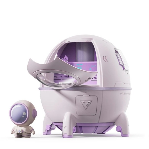 USB zvlhčovač vzduchu 220 ml 110 × 110 × 119 mm Typ C DC5V/1A 40 ml/h 1.5–2W Nabíjecí Vesmírná loď s figurkou fialová