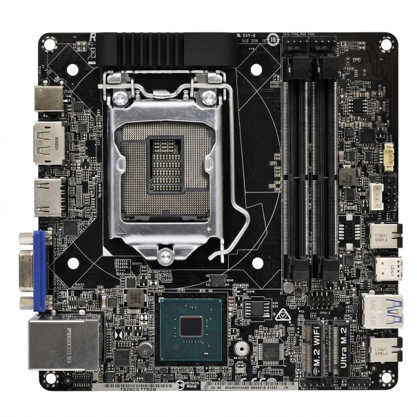 Used Mini-STX Motherboard with LGA 1151 Socket and Intel H310 Chipset with 2 DDR4 SO-DIMM Slots up to 64 GB and M.2 for Wi-Fi and SSD Black 1