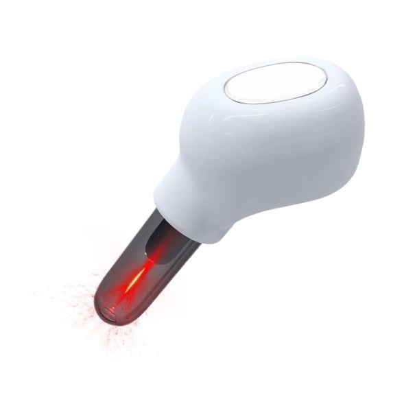 Ušní zátka se světelnou terapií červeným světlem 650 nm 3,7 x 1,2 x 1,4 cm bílá s tlačítkem na těle pro domácí péči o zvukovod 1