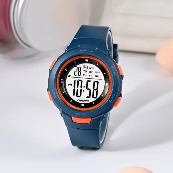 UTHAI CE49 digitaal kinderhorloge met achtergrondverlichting, wekker en 30 m waterbestendigheid - kleurrijk horloge voor dagelijks gebruik en sport donkerblauw