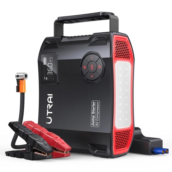 UTRAI Jstar 5 2000A 16000 mAh 12V Jump Starter Power Bank with Compressor Quick Charge QC3.0 LED Torch Type-C DC USB Air Compressor 1