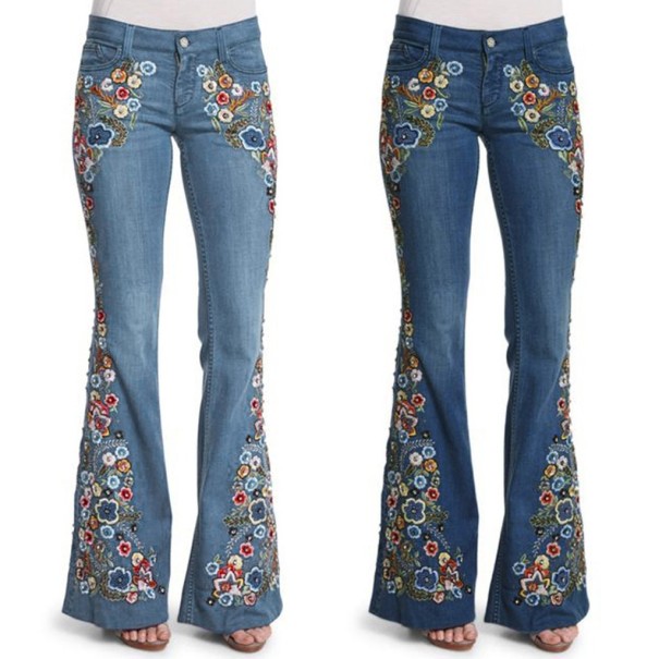 Utsvängda jeans för kvinnor med lappar