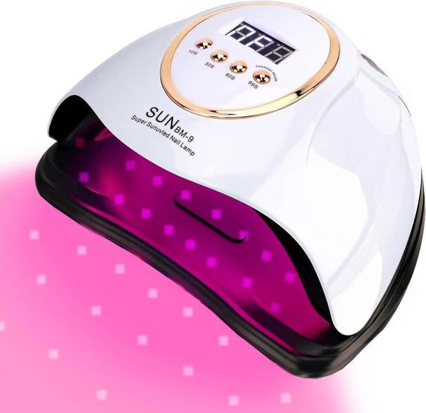 UV LED lampa na nehty 280 W 66 LED diod s automatickým senzorem a displejem rozložitelná časovač 4 režimy Bílá Na gelové nehty i manikúru 1