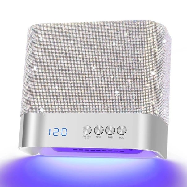 UV LED lampa na nehty 36 LED diod s pohybovým senzorem a časovačem 21 x 18,5 x 9 cm ABS plast magnetická základna Na gelové nehty i manikúru stříbrná
