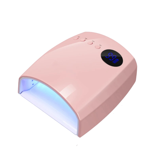 UV LED lampa na nehty se 45 diodami a baterií 7500 mAh 4 režimy 26 x 22 x 10,5 cm ABS plast dobíjecí na vytvrzování gel laku a manikúru růžová
