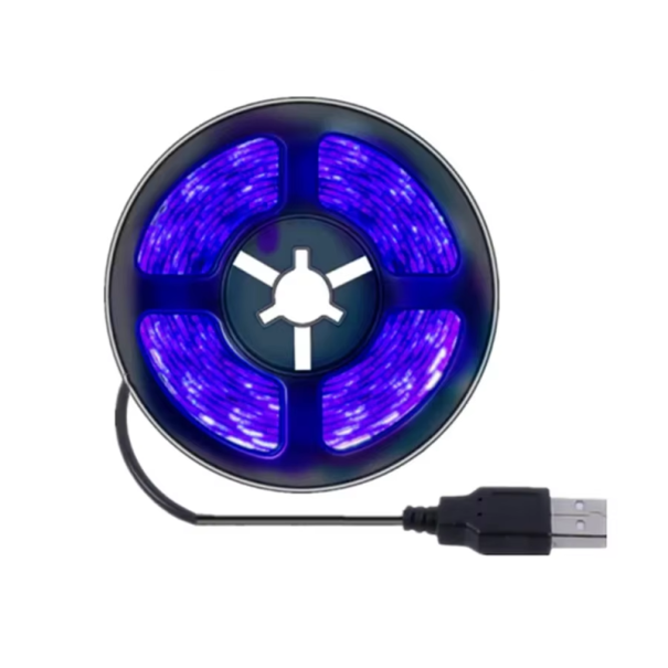 UV-LED-Lichtleiste, 1 m, 60 LEDs, 395 – 405 nm, violette Hintergrundbeleuchtung mit UV-Effekt, USB-Stromversorgung, DC 5 V, Dekoration, Beleuchtung 1