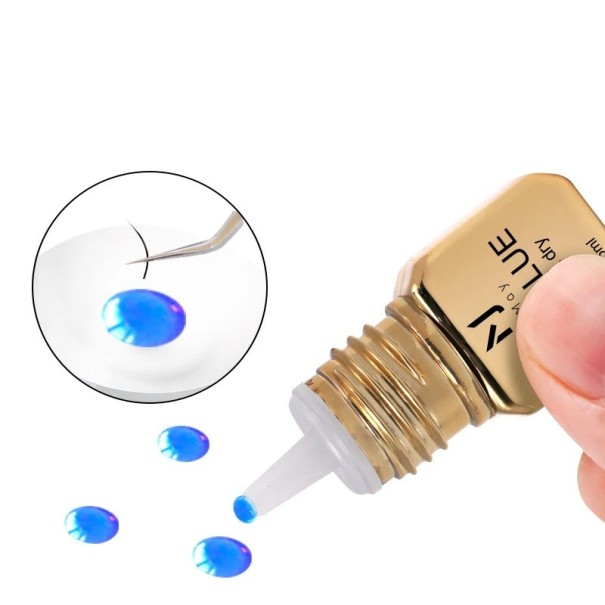 UV lepidlo na řasy 5 ml 1 s rychlé vytvrzení Profesionální lepidlo na prodlužování řas s UV lampou Voděodolné modrá