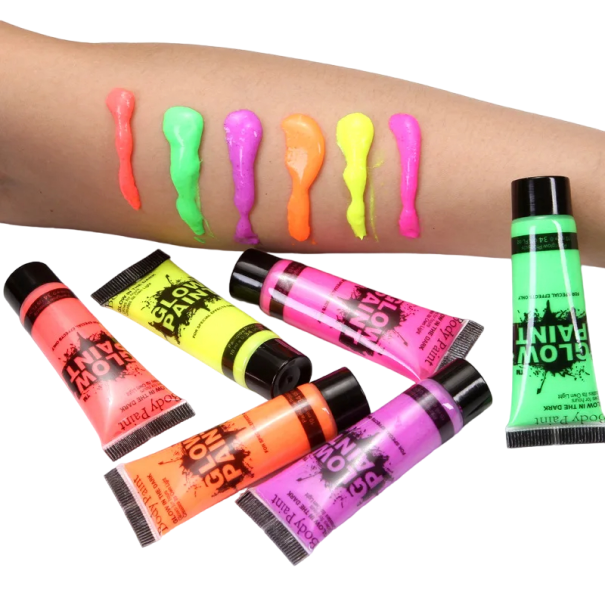 UV-leuchtende Körper- und Gesichtsfarbe, professionelle Neonfarbe, 25 ml Gesichtsfarben-Set, 6-teiliges Halloween-Make-up 1