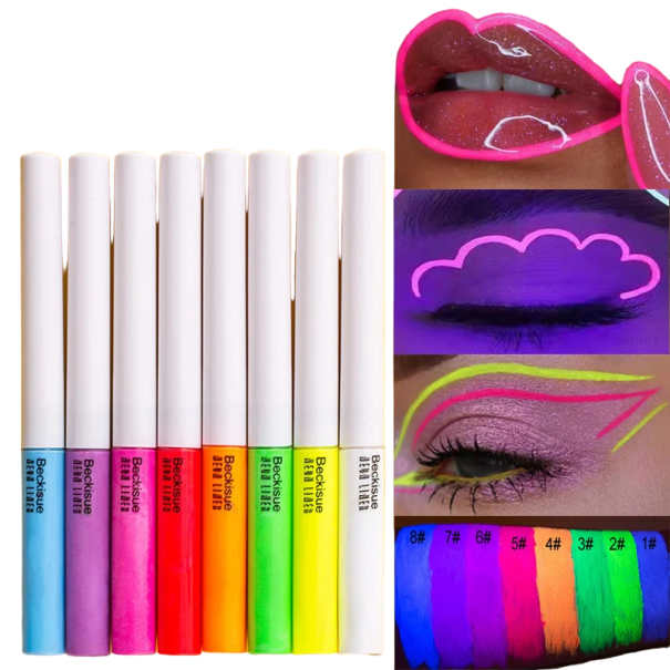 UV-leuchtender Eyeliner, Neon-Eyeliner, 8-teiliges buntes Eyeliner-Set, Halloween-Make-up 1