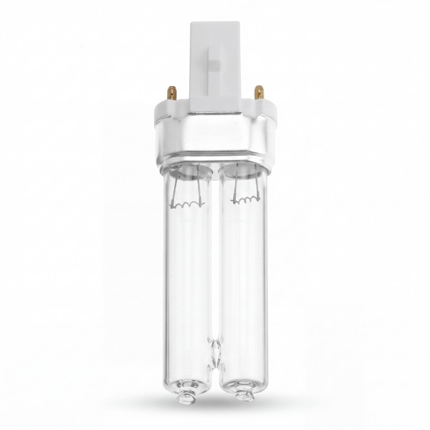 UVC λάμπα 7 W 60 V Διπλή σωλήνα 105 mm Διαφανές γυαλί και λευκή βάση με δύο ακίδες Κρύο λευκό 5500–7000 K Για συσκευή με βάση G23 1
