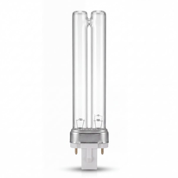 UVC lámpa 9 W 60 V Kétcsöves 165 x 26 mm Átlátszó üveg és fehér foglalat két tüskével Hideg fehér 5500–7000 K G23 foglalatú eszközökbe 1