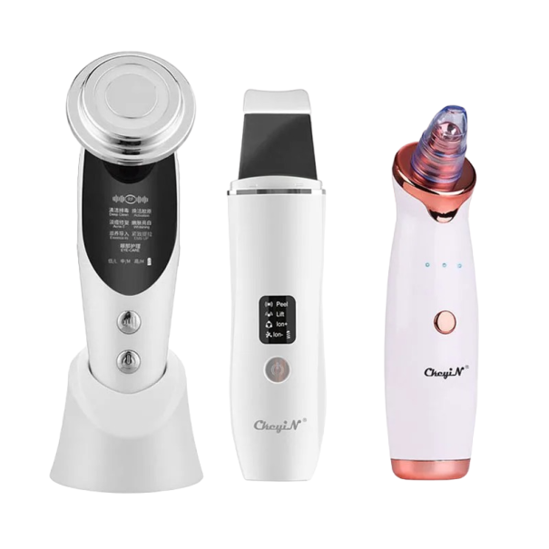 Vacuum Pore Cleaner, LED Skin Treatment Device and Ultrasonic Skin Cleaner white