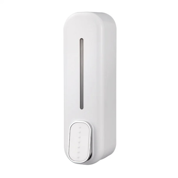 Vægmonteret sæbe- og showergeldispenser 420 ml Badeværelsesvaskemiddeldispenser 5×8×28 cm Væskepumpe Montering uden boring hvid