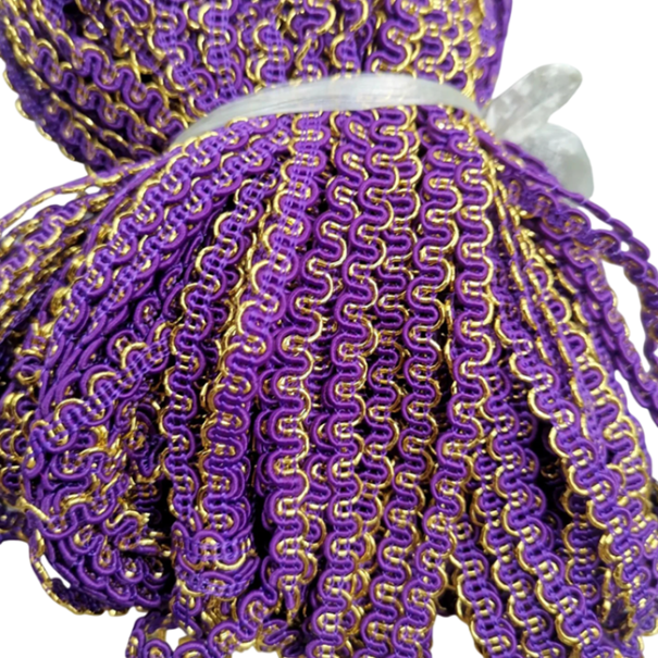 Vågformad dekorativ band 5 mm x 4,6 m Polyester spetsband för sömnad dekoration av kläder scrapbooking bröllopsdekoration DIY skapande lila