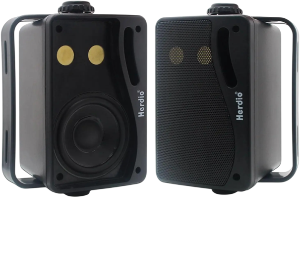 Väggmonterade utomhus högtalare 11,9 × 9,9 × 18,5 cm 2 st Passiva kabelbundna 3-vägs 200 W topp Vattentåliga svart