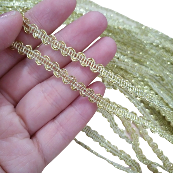 Vågig spetsband 5 mm x 4,6 m Polyester dekorativt band Ric Rac band för sömnad dekoration av kläder scrapbooking DIY dekorationer gul