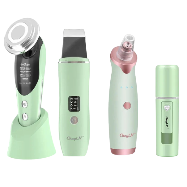 Vakuový čistič pórů, LED ošetřující přístroj na pleť, ultrazvukový čistič pleti a hydratační napařovač obličeje zelená