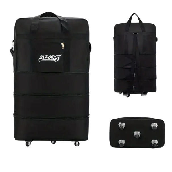 Valise de voyage à roulettes 45 x 78 x 25 cm Valise imperméable en tissu Oxford Valise noire pour les vacances et les voyages 1