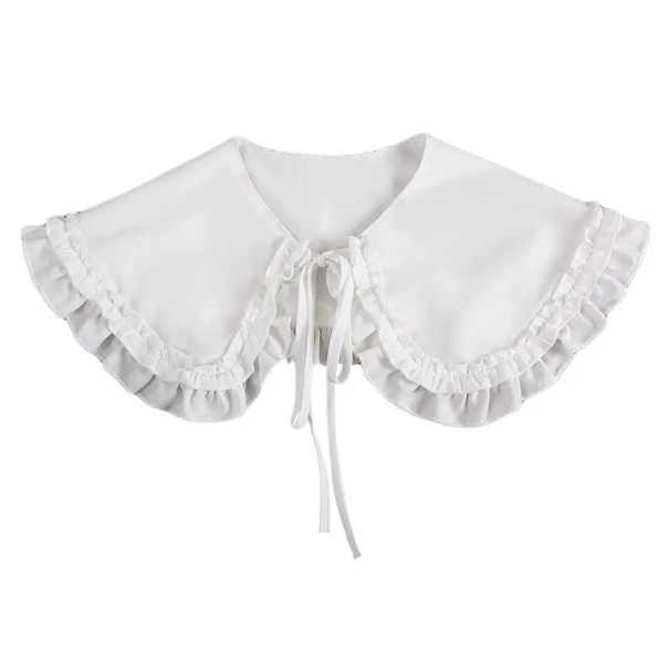 Valse kraag voor dames Horizontaal geplooid Katoen Verwijderbare kraag Decoratieve kraag voor trui, blouse, jurk Elegant accessoire wit
