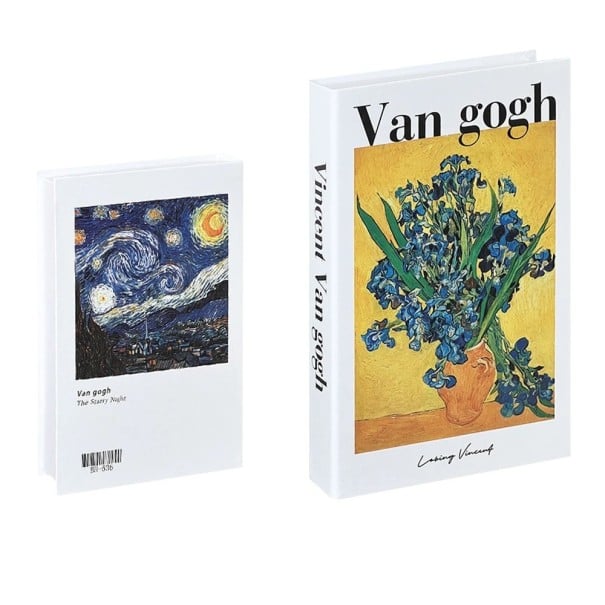 Van Gogh Hamis könyv dekoráció Neotevárható könyv utánzat Fehér művészi dizájn képmotívummal Stílusos lakásdekoráció 1
