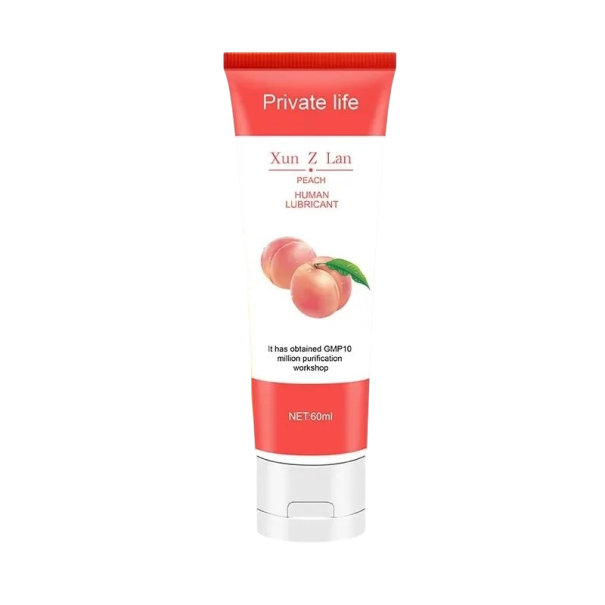 Vandbaseret glidegel med ferskenduft 60 ml for mere behagelige intime oplevelser og langvarig hydrering. Diskret emballage. 1