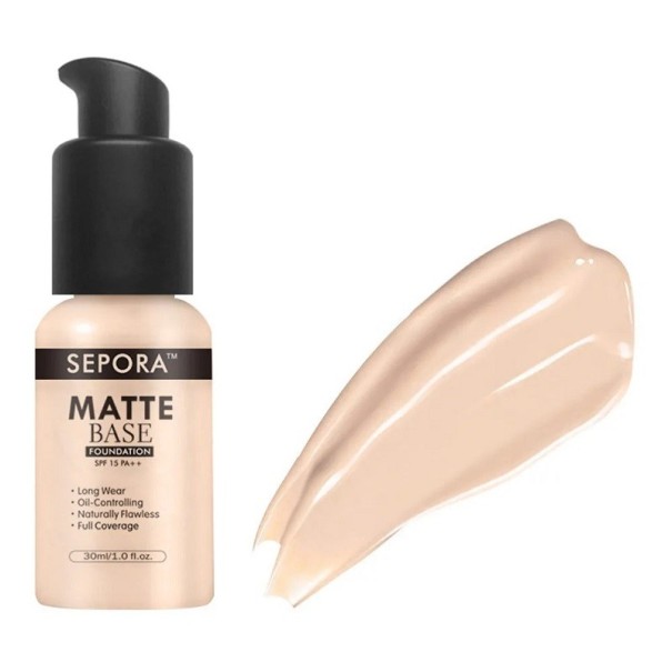 Vandfast makeup med kraftig dækning Fuld dækning makeup mod hudufuldheder Langtidsholdbar makeup i 24 timer 30 ml 1