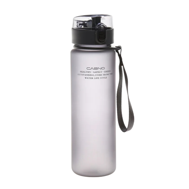 Vandflaske 560 ml Sportshydreringsflaske med lækagesikkert låg Letvægts plastikdrikkeflaske Ergonomisk design Bred mund grå