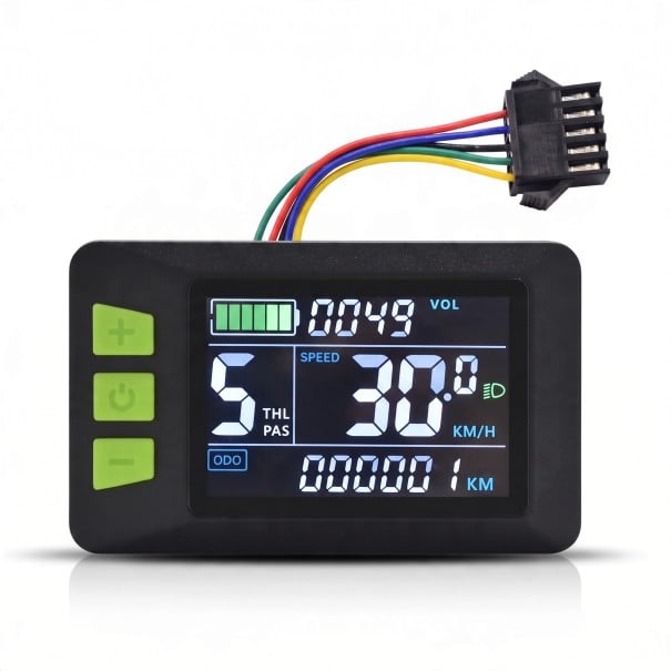 Vandtæt farvet LCD-display Connector SM 5pin Kabel 1800 mm Kommunikation UART og USB Sort Til elcykel og elektrisk scooter 1