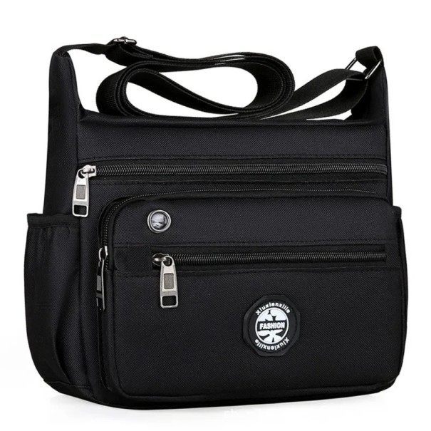 Vandtæt herreskuldertaske 20×24×9,5 cm Lille crossbody-taske til arbejde Oxford-taske lavet af nylon og polyester Letvægtstaske med flere lommer sort