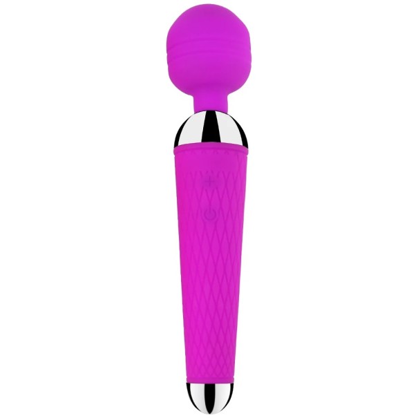 Vandtæt massagehoved. Magic Wand-vibrator med kraftig motor, 10 hastigheder, 4 intensitetsniveauer og USB-opladning. Diskret emballage. lilla