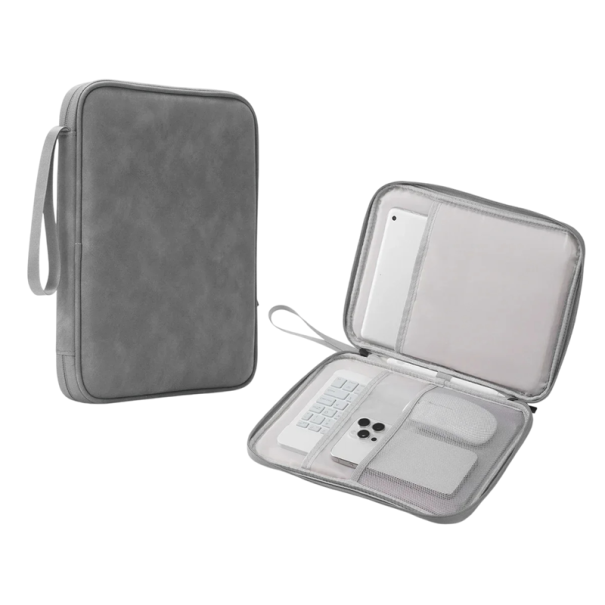 Vandtæt tablet-etui til 7,9-11 tommer, beskyttende iPad-sleeve, lynlåslukning, rejseetui i neutrale farver med blød polstring mørkegrå