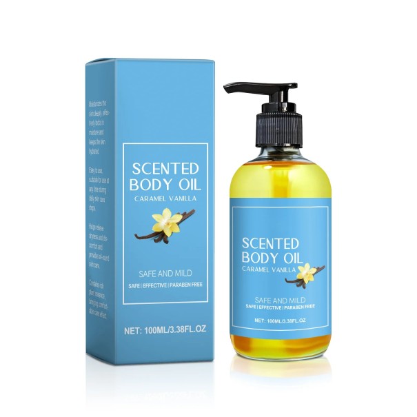 Vanilkový tělový olej hydratační handmade 100 ml s bambuckým máslem a dlouhotrvající vůní pro každodenní péči o pokožku těla 1