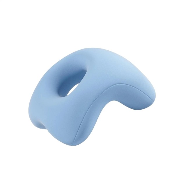 Vankúš v tvare U s otvorom na tvár Ergonomická opora hlavy Masážna relaxačná podložka Pamäťová pena Priedušný materiál Pohodlný odpočinok 20x22,5x13,5 cm modrá