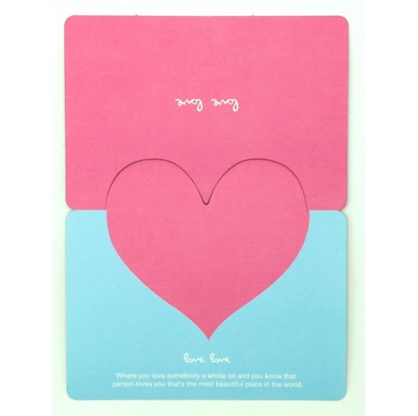 Vánoční a valentýnské přání se srdíčkem Papírové romantické blahopřání Kreativní dárková karta Láska a přátelství Elegantní dekorativní přáníčko 1