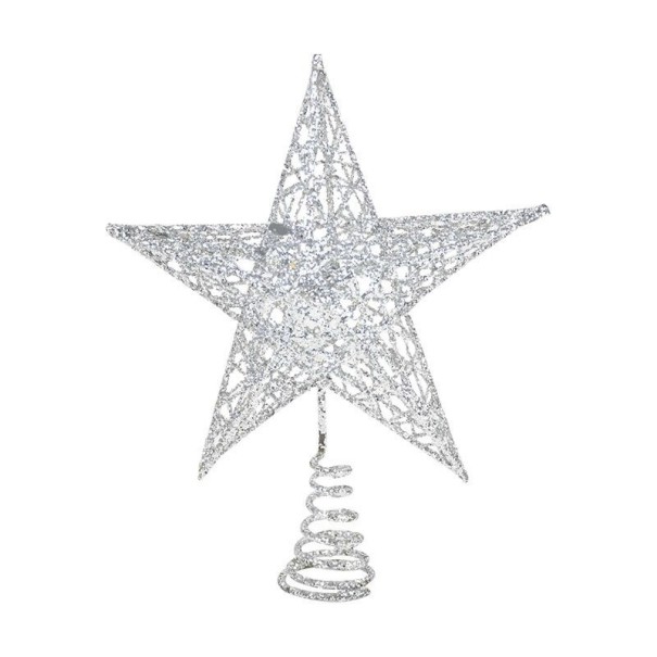 Vánoční hvězda na stromeček stříbrná M