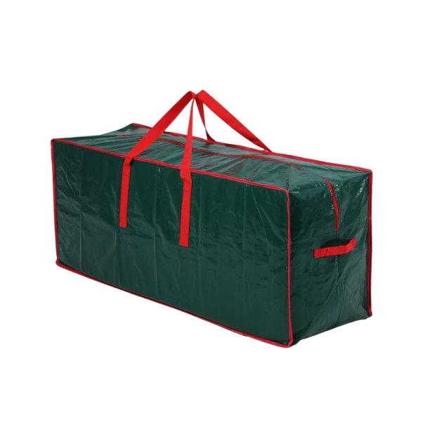 Vánoční taška na stromeček voděodolná 122x38x50 cm PVC úložný obal pro rozložený umělý stromek se zipem a popruhy zelená